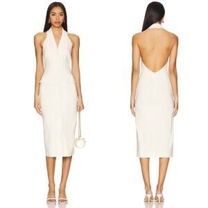 Stone Cold Fox x REVOLVE | Chelsea Midi Dress in Ivory Stretch Crepe S